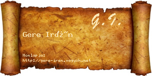 Gere Irén névjegykártya